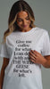 Model wearing The Wild Geese Give Me Coffee white t-shirt, studio video